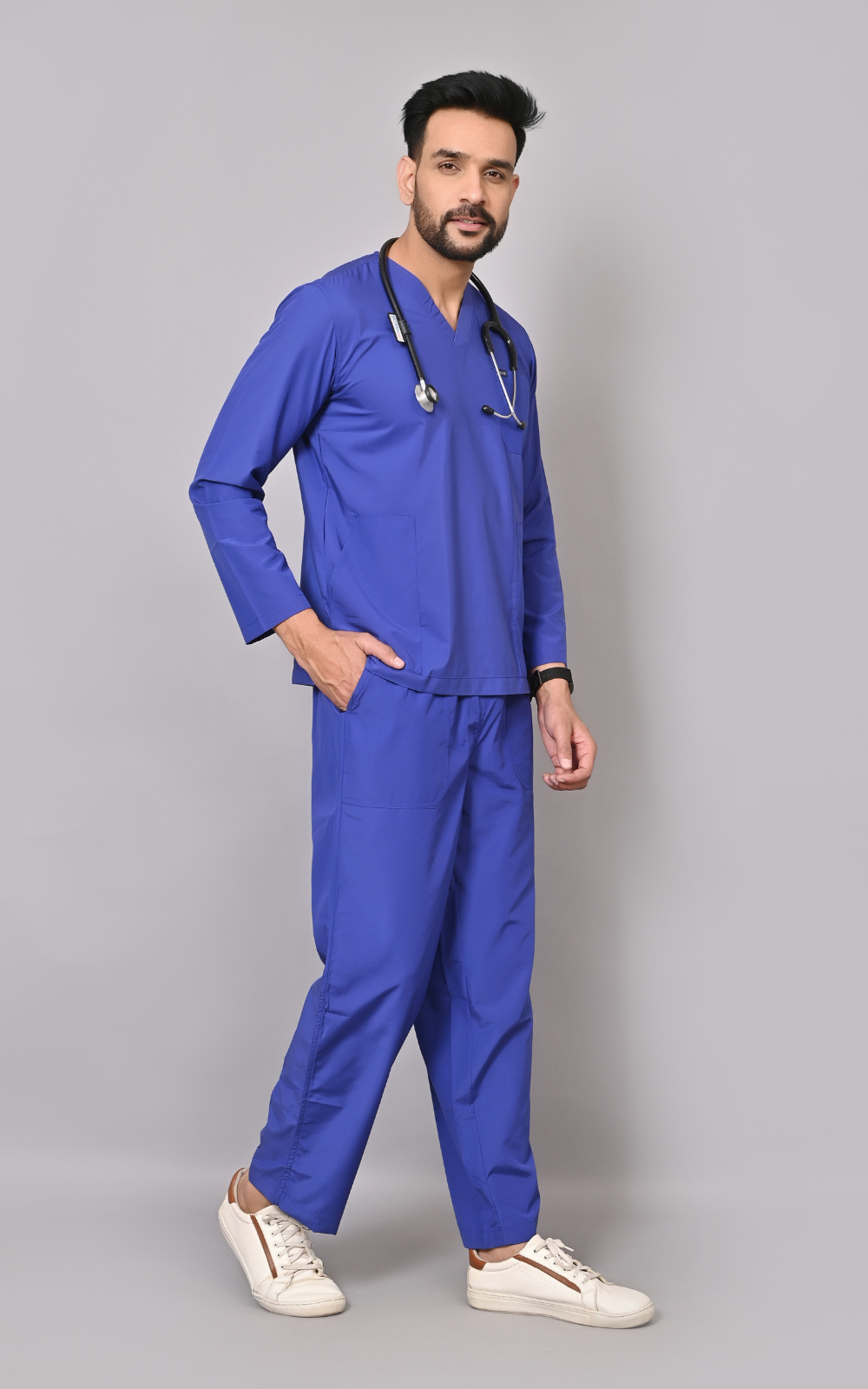 Men's Classic Full Sleeves ( Royal Blue ) Scrubs