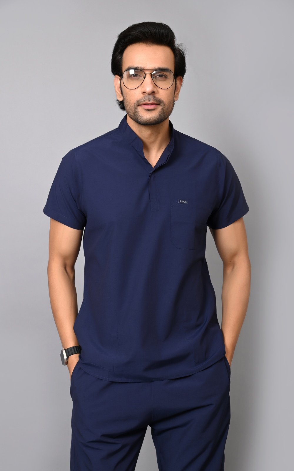 Mens Mandarin Elite Series (Navy Blue) Scrubs