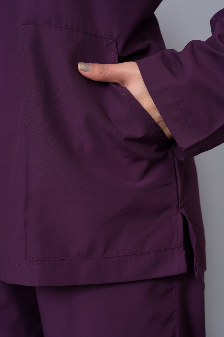 Women's classic full sleeves ( wine ) scrubs