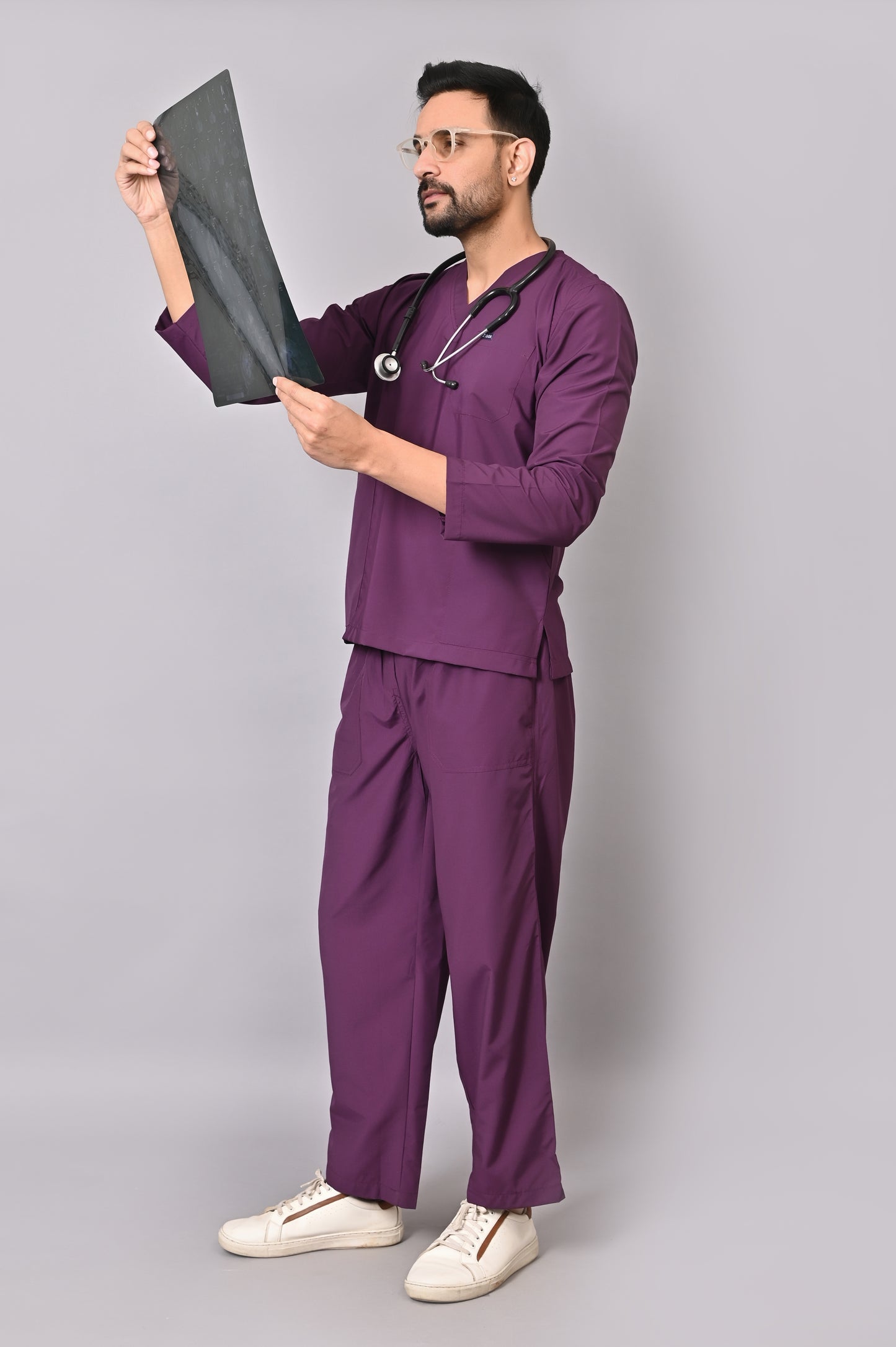 Men's Classic Full Sleeves ( Wine ) Scrubs