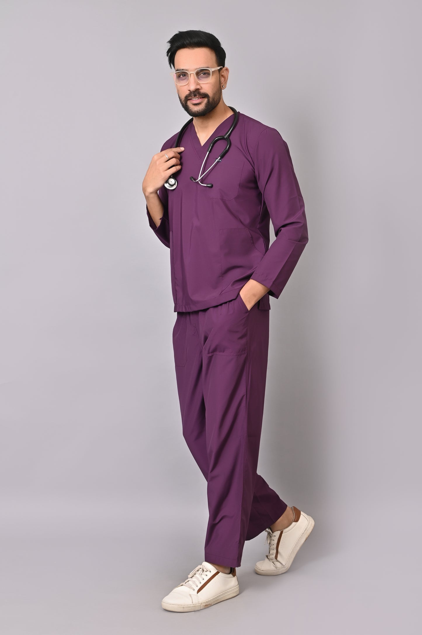 Men's Classic Full Sleeves ( Wine ) Scrubs