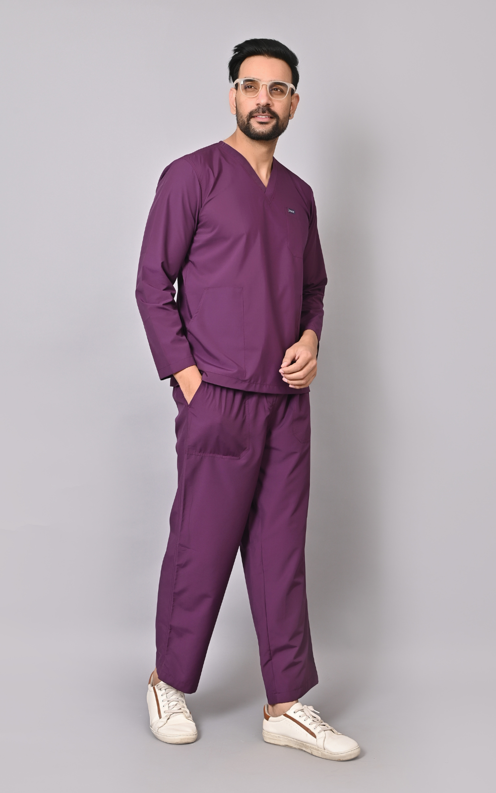 Men's Classic Full Sleeves ( Wine ) Scrubs