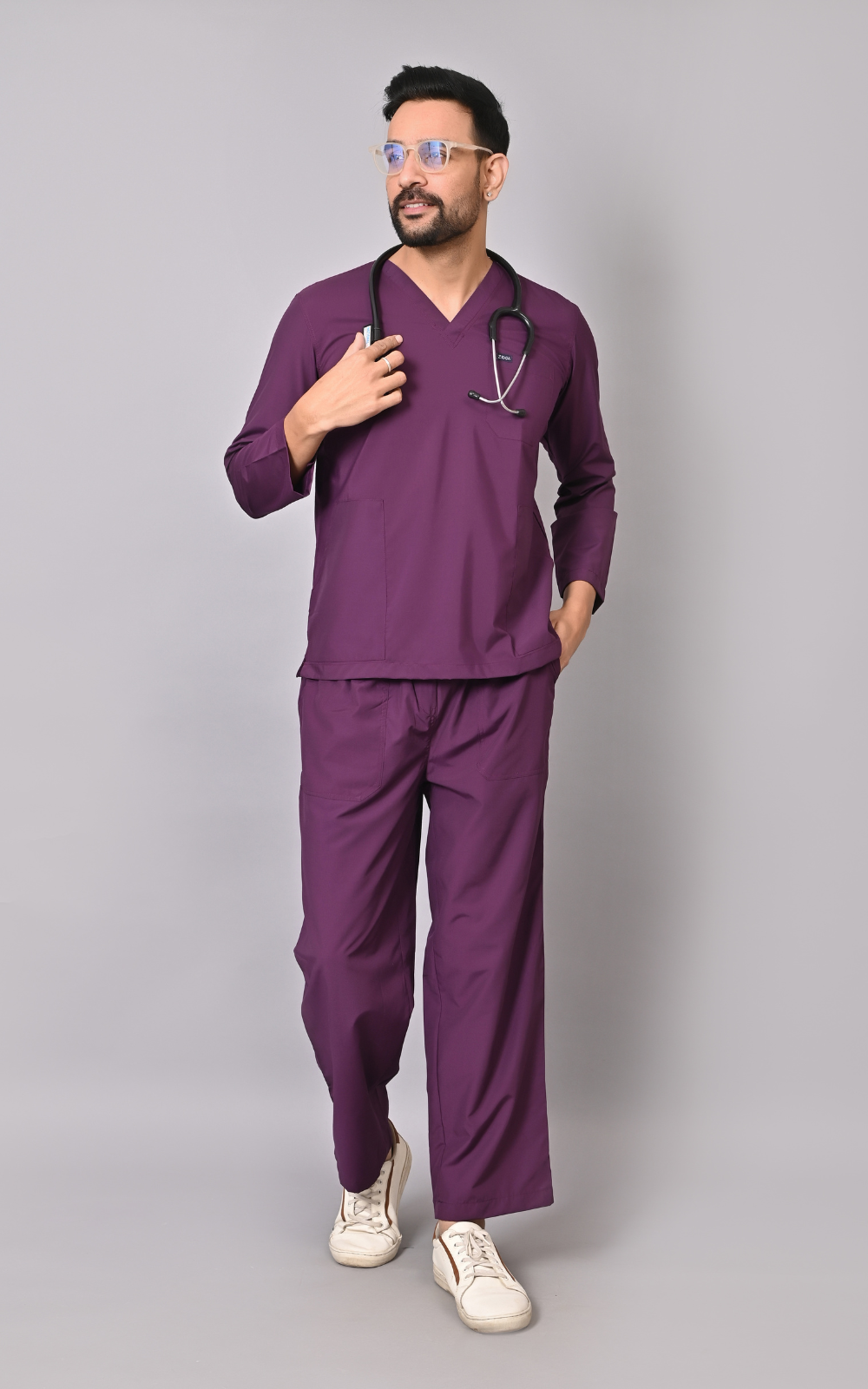 Men's Classic Full Sleeves ( Wine ) Scrubs