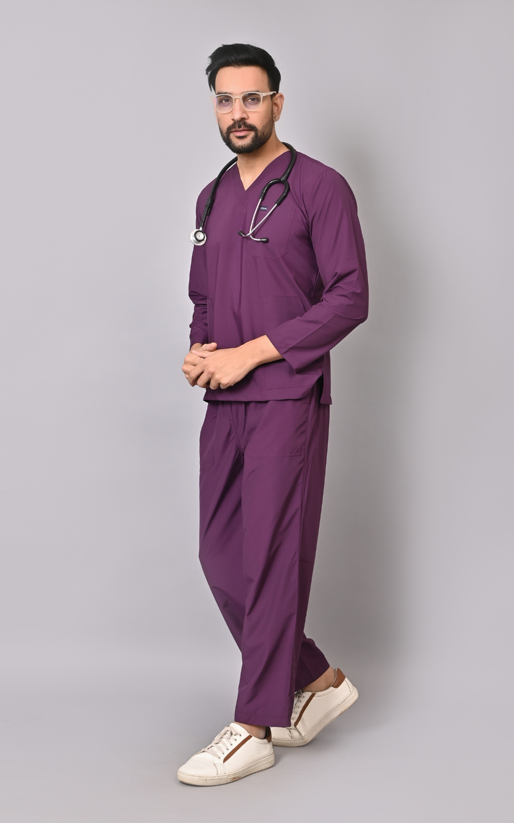 Men's Classic Full Sleeves ( Wine ) Scrubs