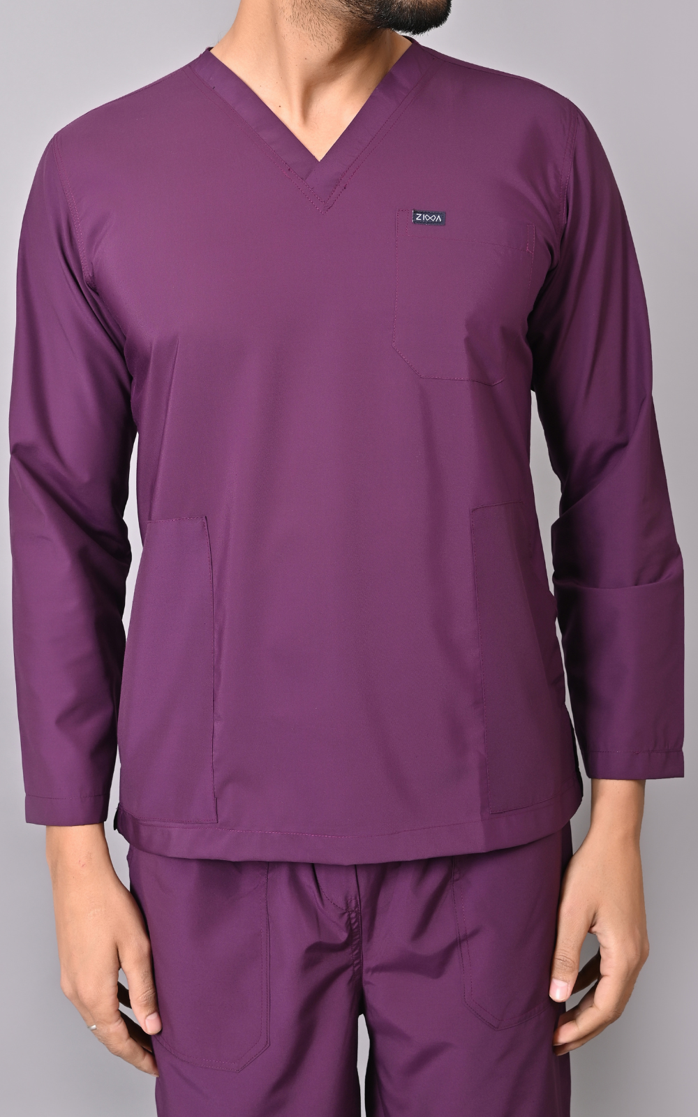 Men's Classic Full Sleeves ( Wine ) Scrubs