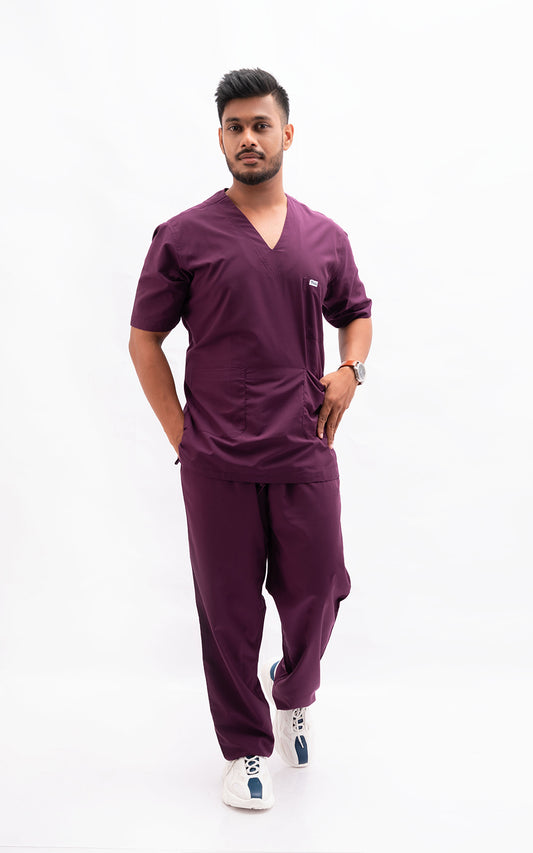 Mens V Neck 5 pocket (Wine) Scrubs