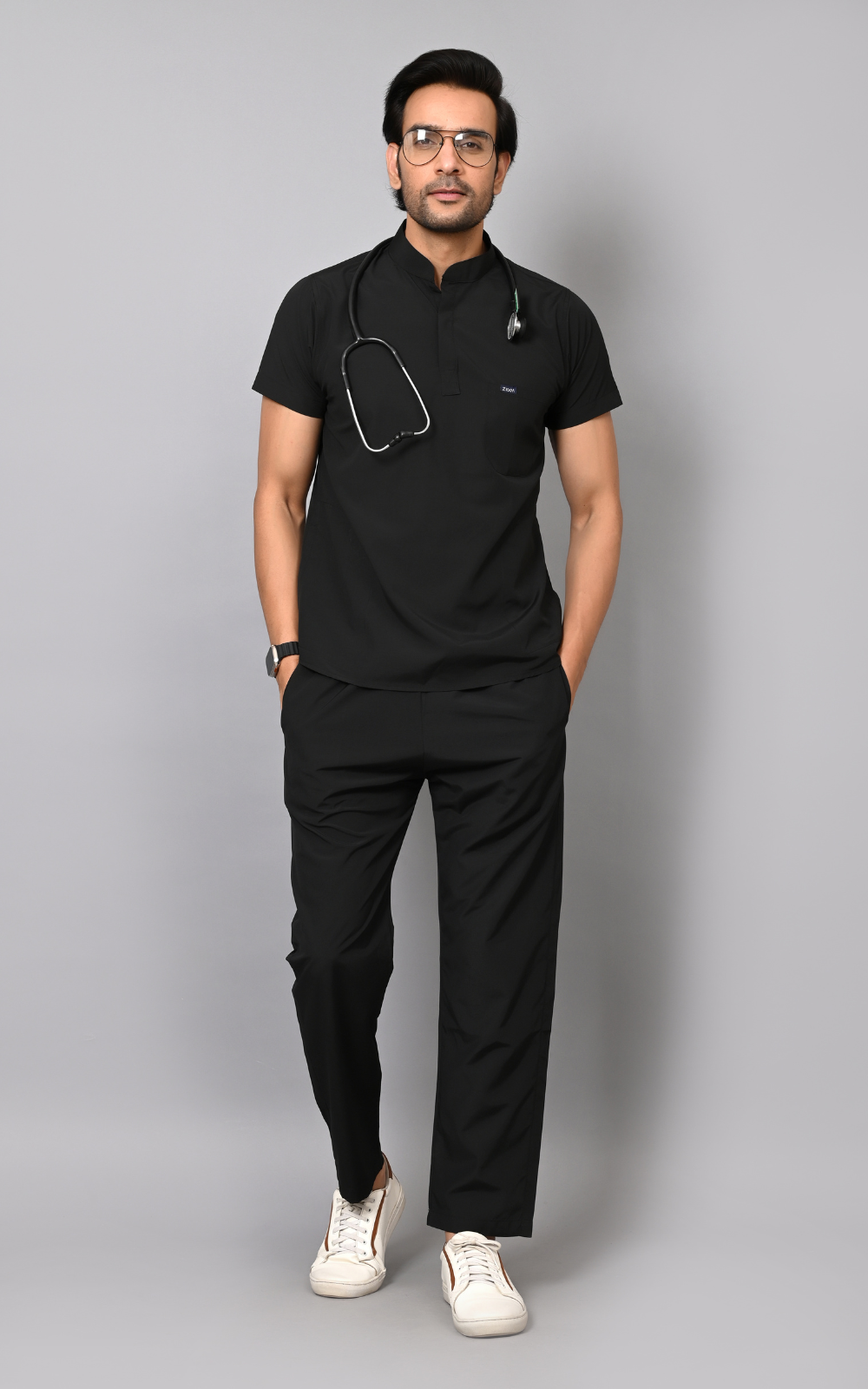 Mens Mandarin Elite Series (Black) Scrubs