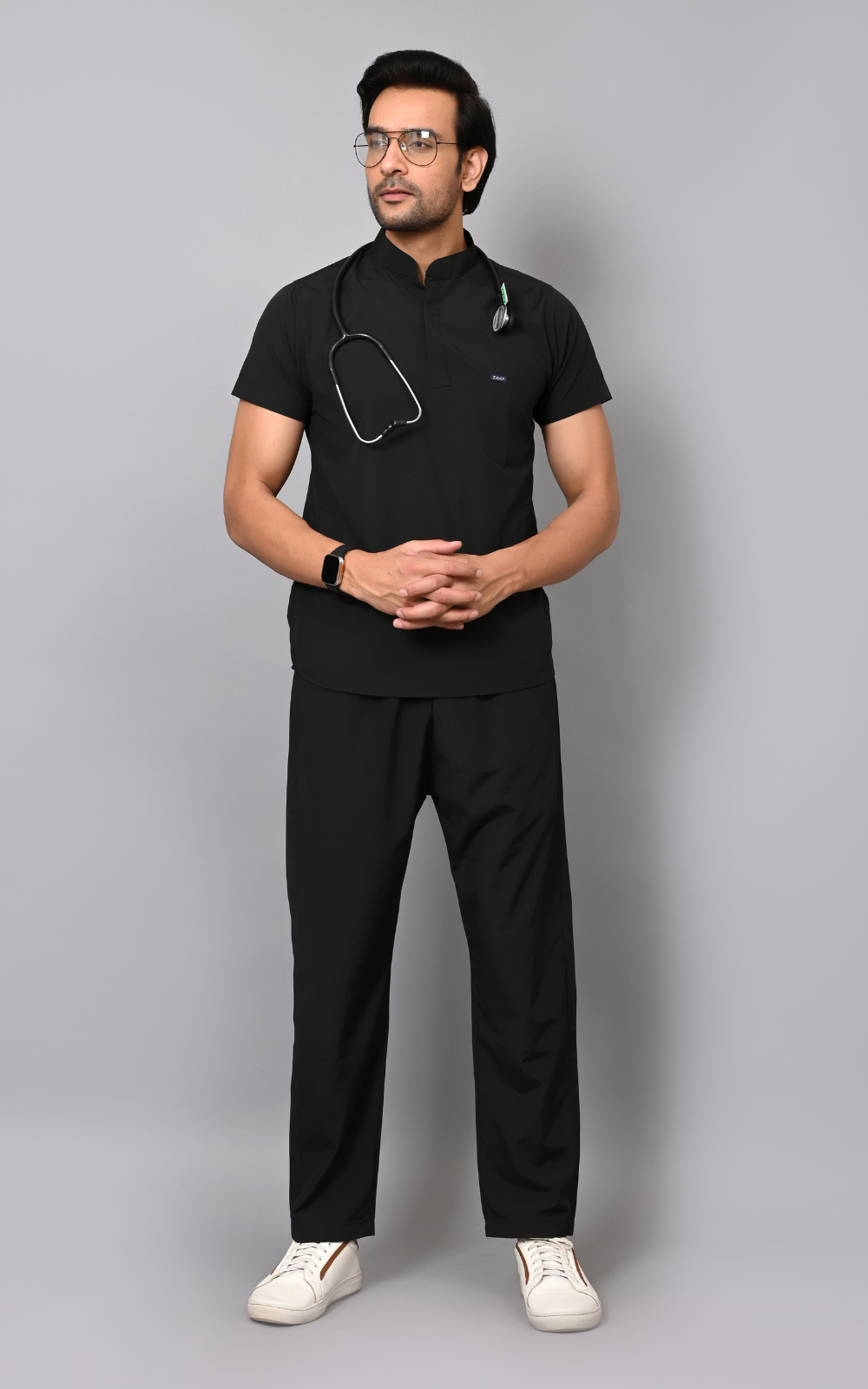 Mens Mandarin Elite Series (Black) Scrubs