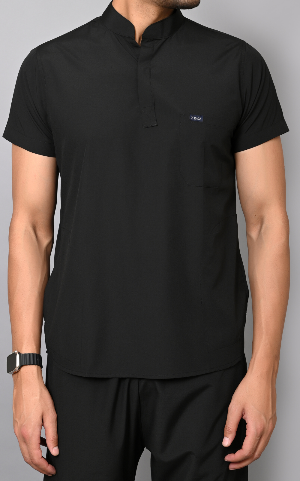 Mens Mandarin Elite Series (Black) Scrubs