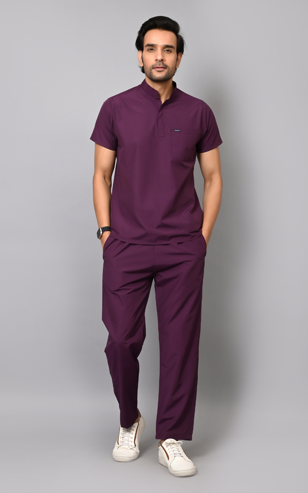 Mens Mandarin Elite Series (Wine) Scrubs