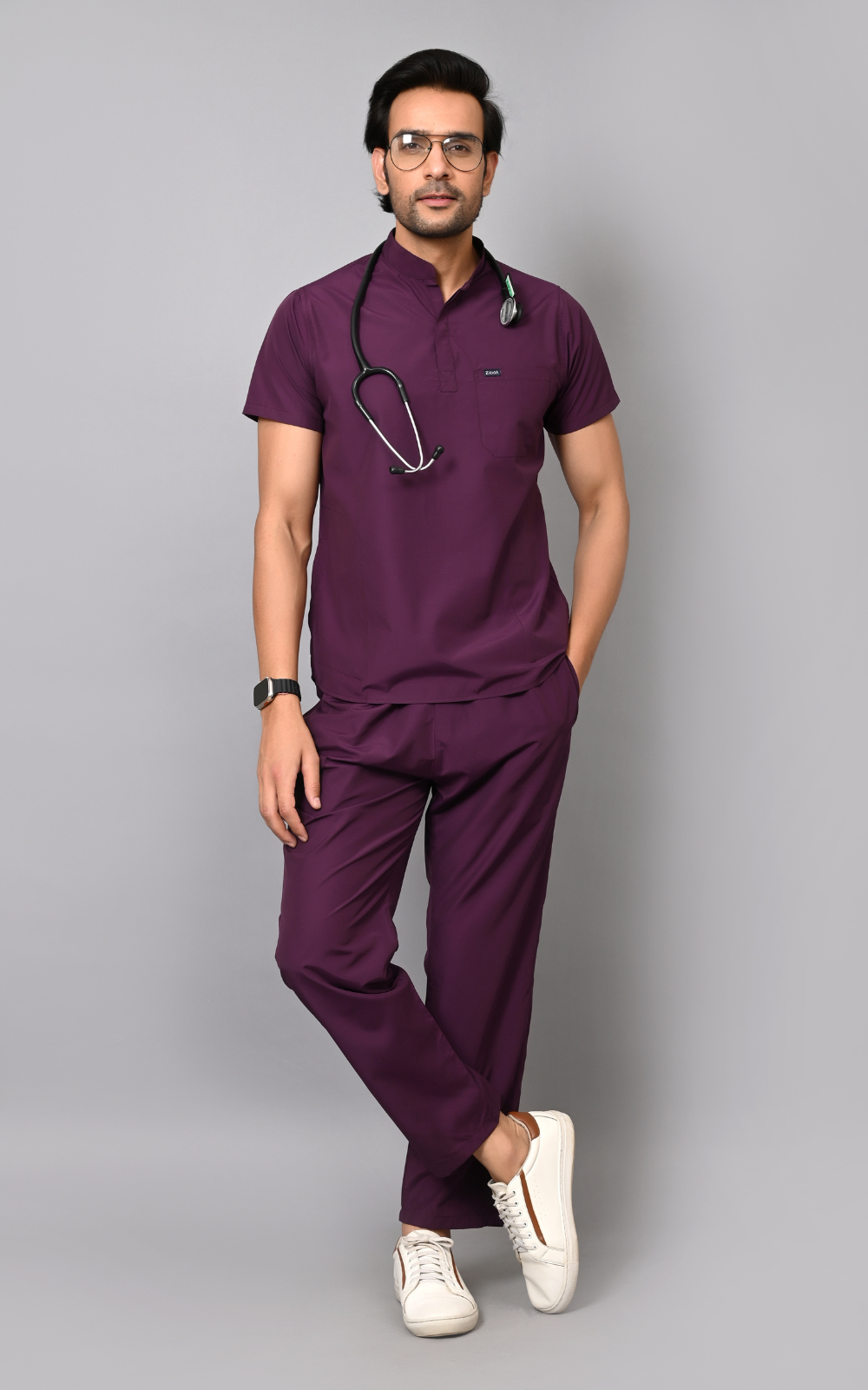Mens Mandarin Elite Series (Wine) Scrubs