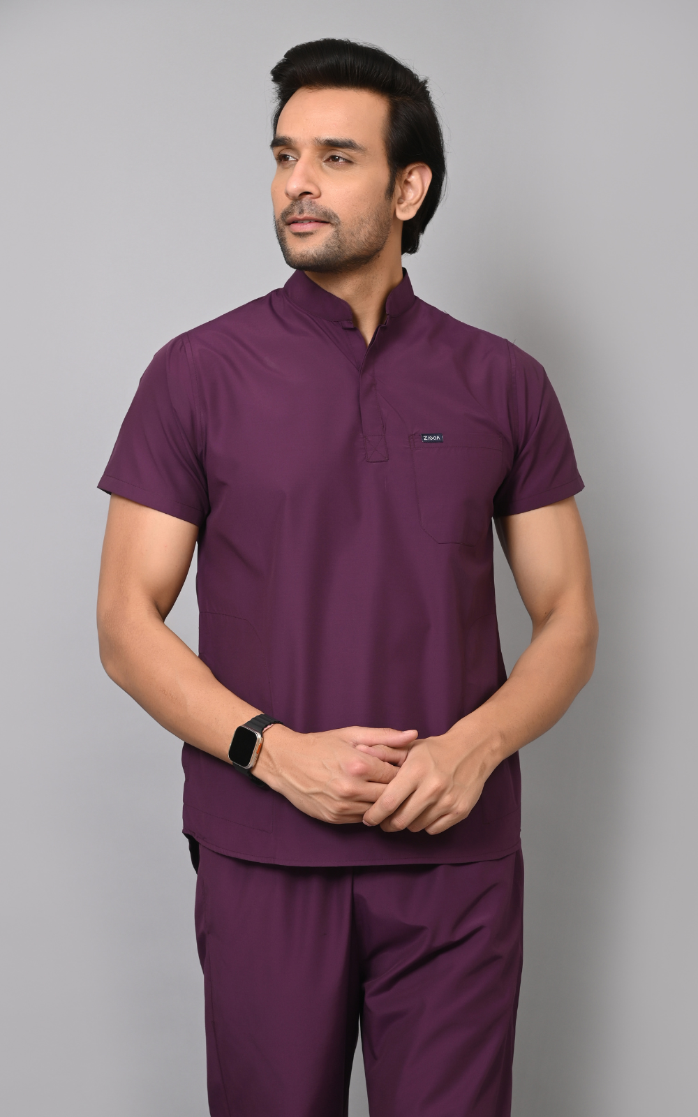 Mens Mandarin Elite Series (Wine) Scrubs