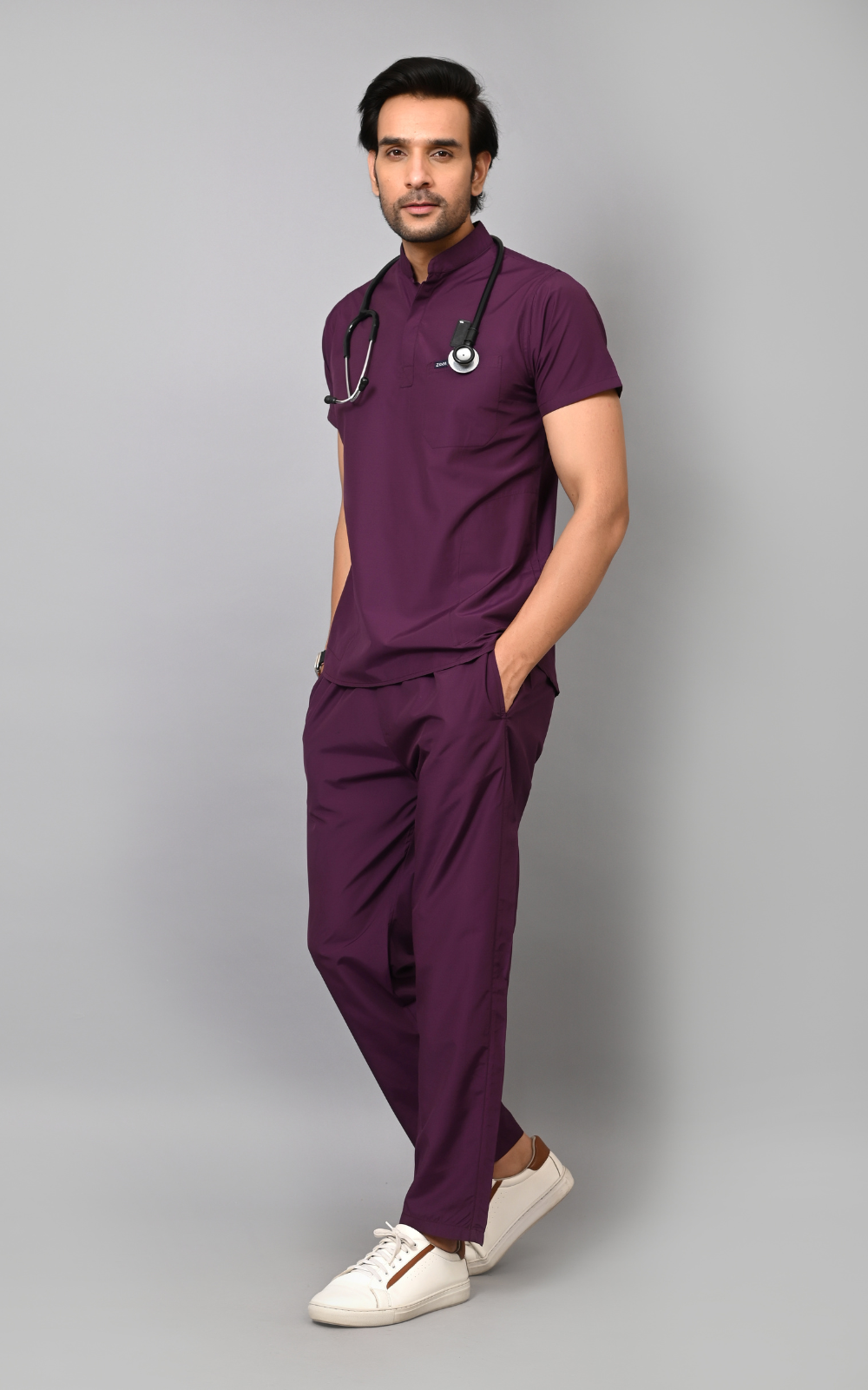 Mens Mandarin Elite Series (Wine) Scrubs