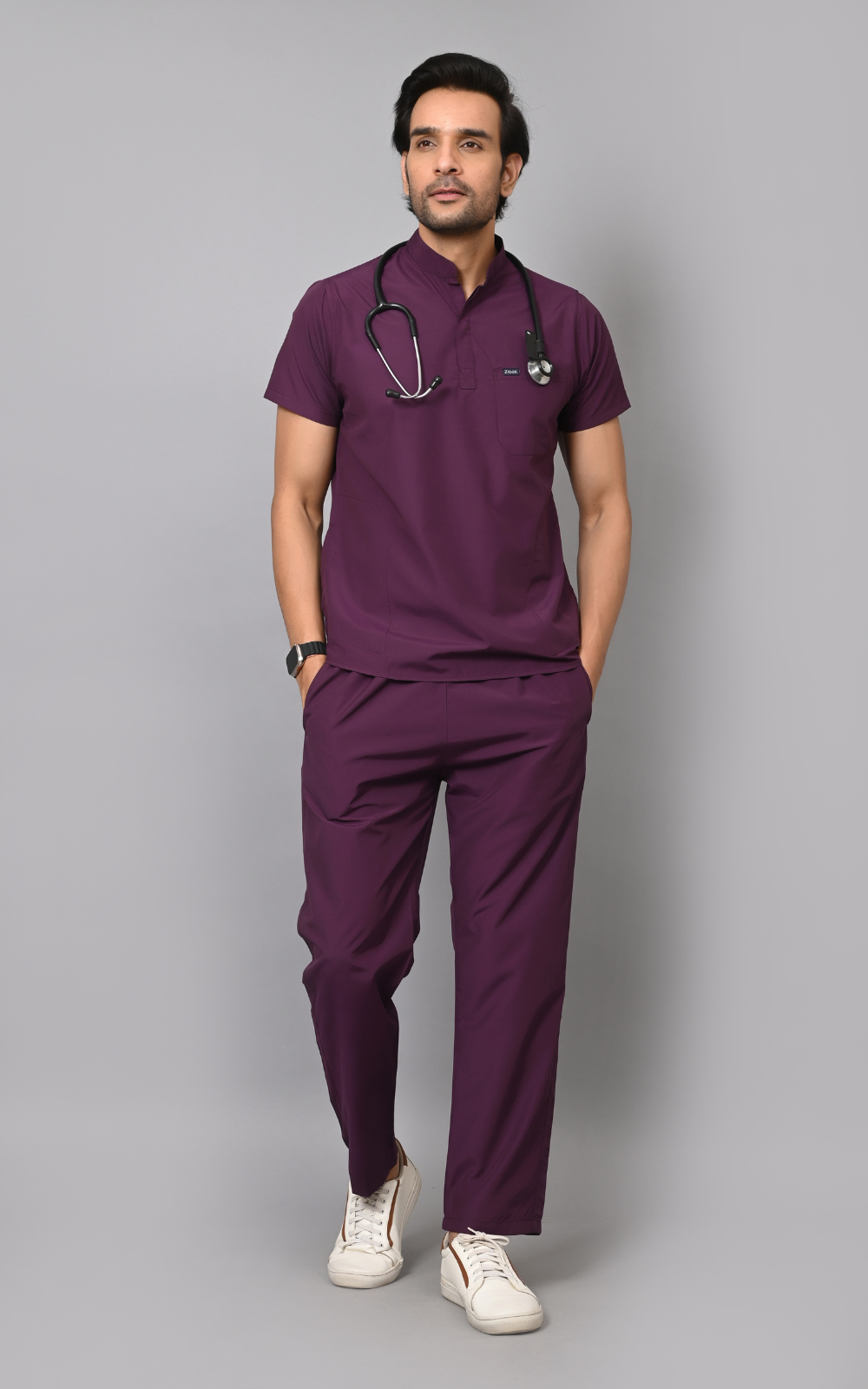 Mens Mandarin Elite Series (Wine) Scrubs