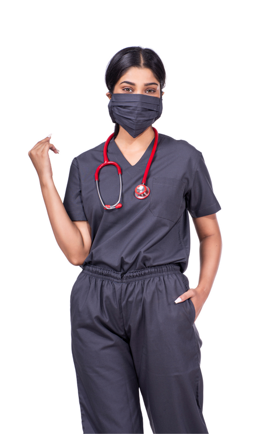 New Gen V Neck premium women's ( grey ) scrubs