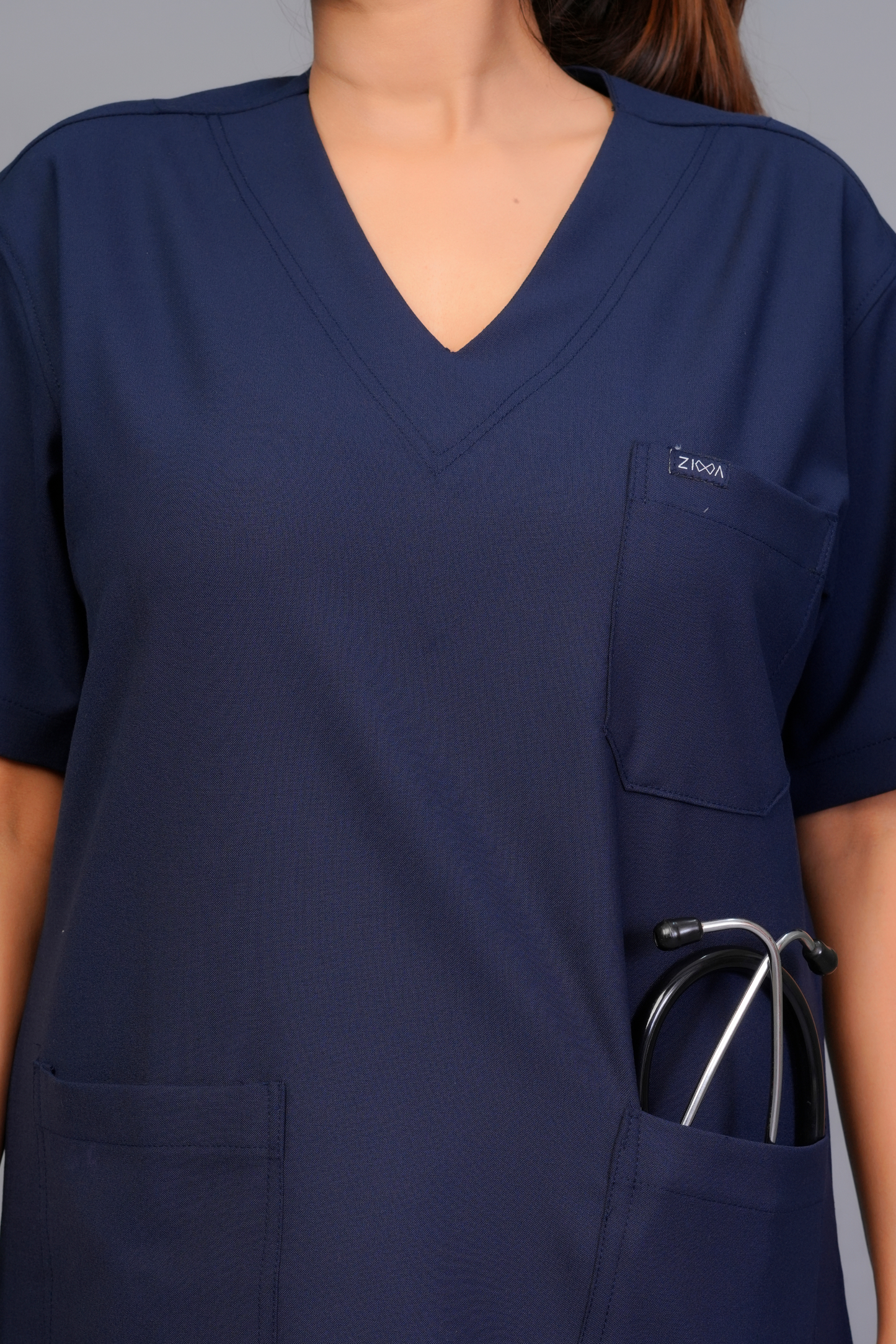 ZIVA EliteStretch womens ( Navy Blue  ) 4-Way Stretch Scrubs
