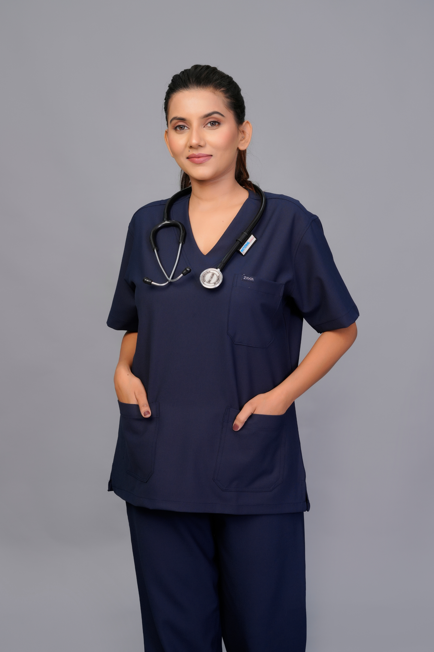 ZIVA EliteStretch womens ( Navy Blue  ) 4-Way Stretch Scrubs