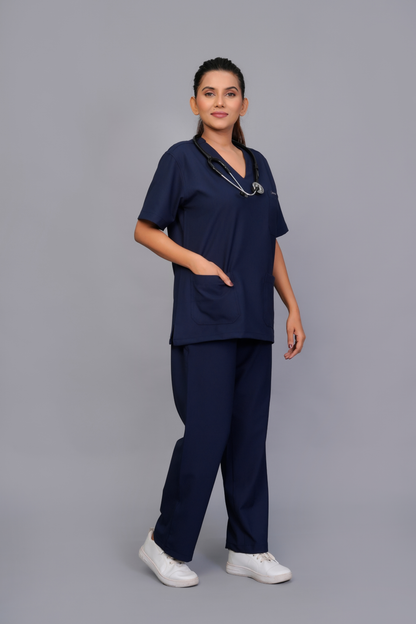ZIVA EliteStretch womens ( Navy Blue  ) 4-Way Stretch Scrubs