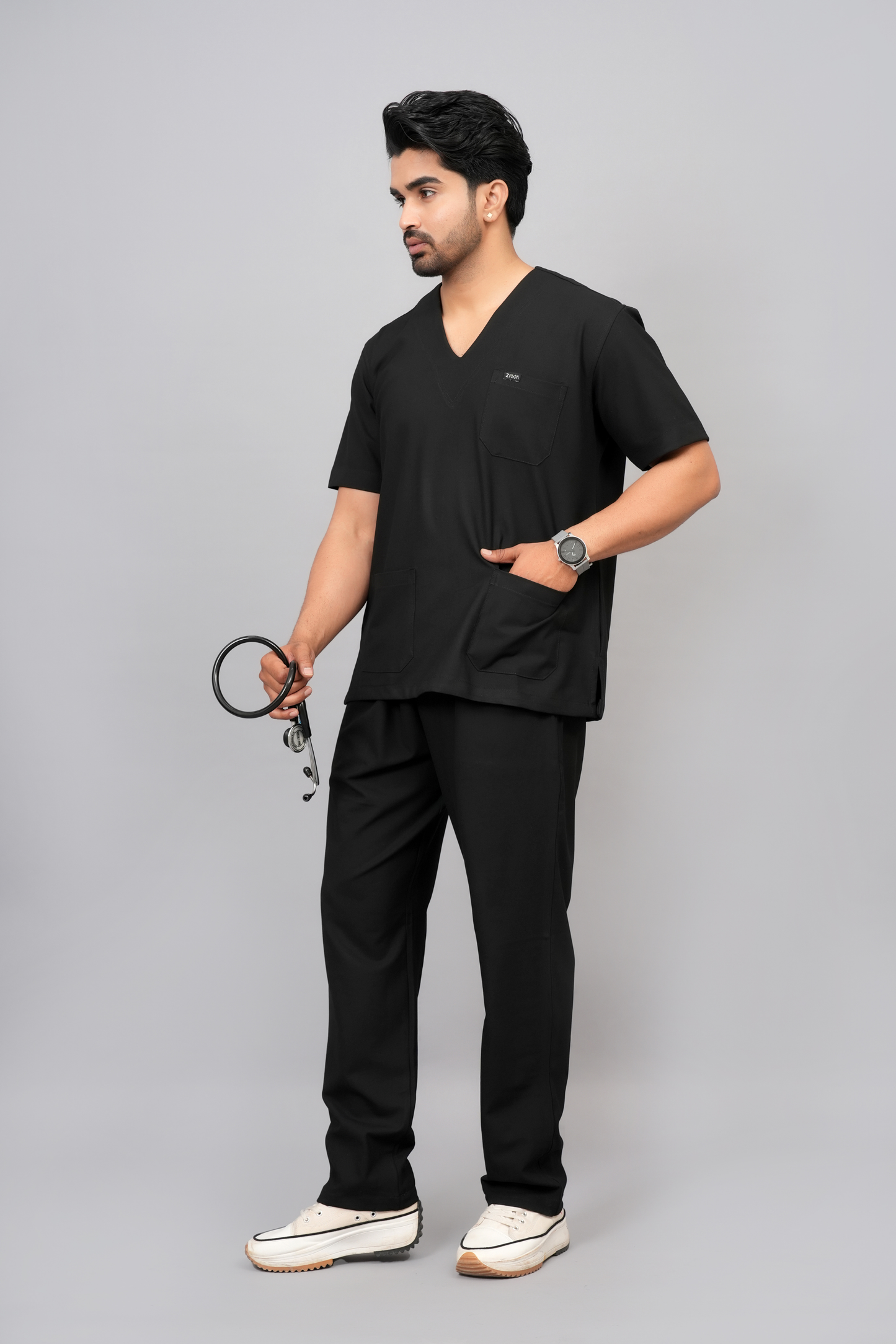 ZIVA EliteStretch men's ( black ) 4-Way Stretch Scrubs