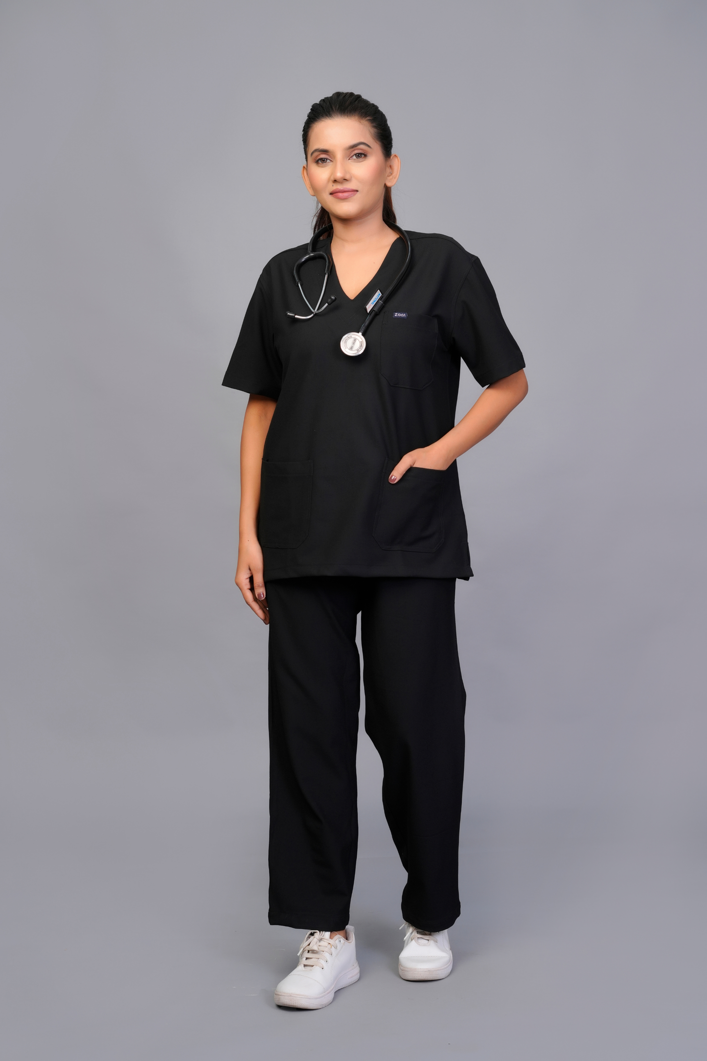 ZIVA EliteStretch womens ( black ) 4-Way Stretch Scrubs