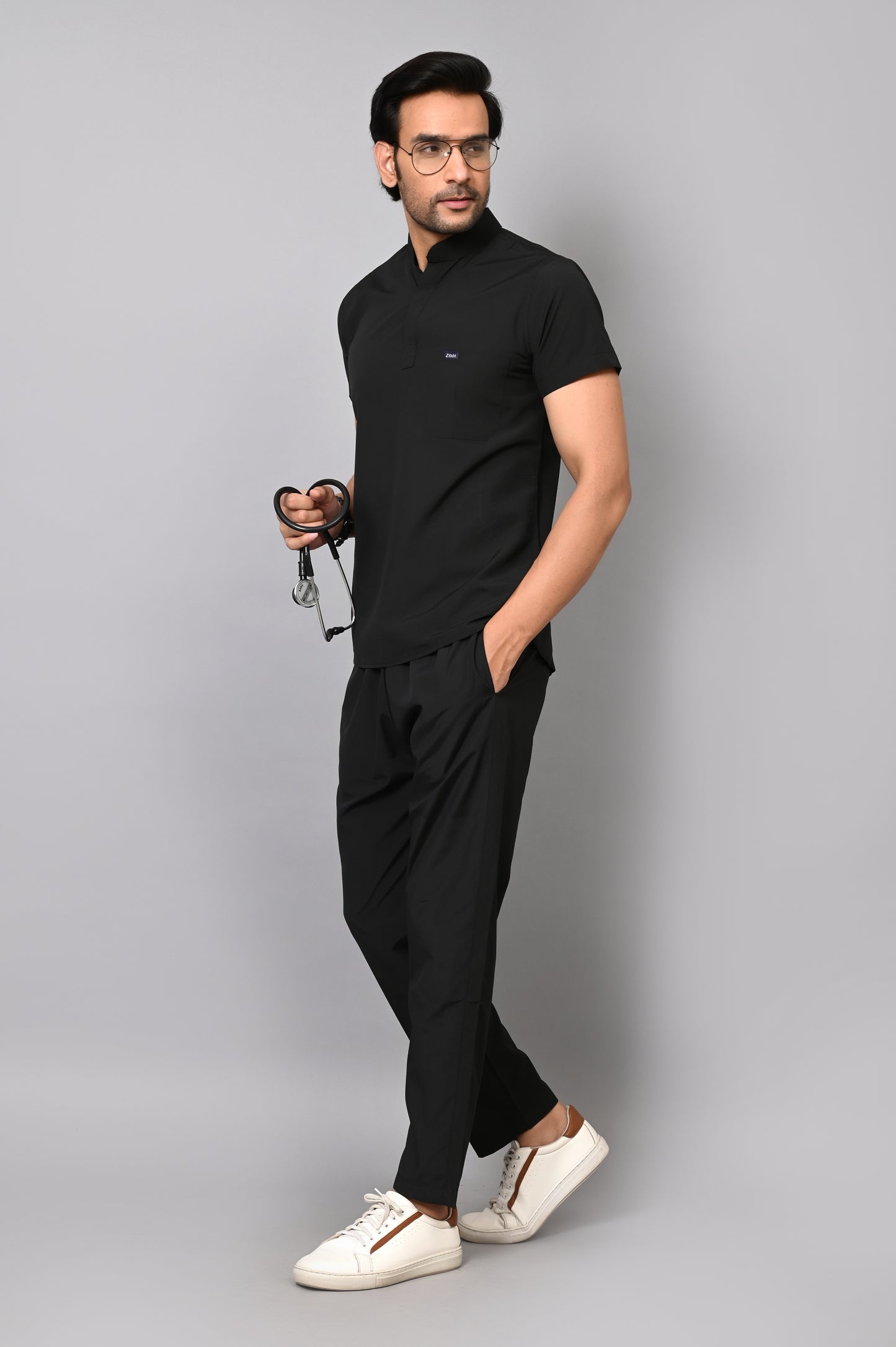 Mens Mandarin Elite Series (Black) Scrubs