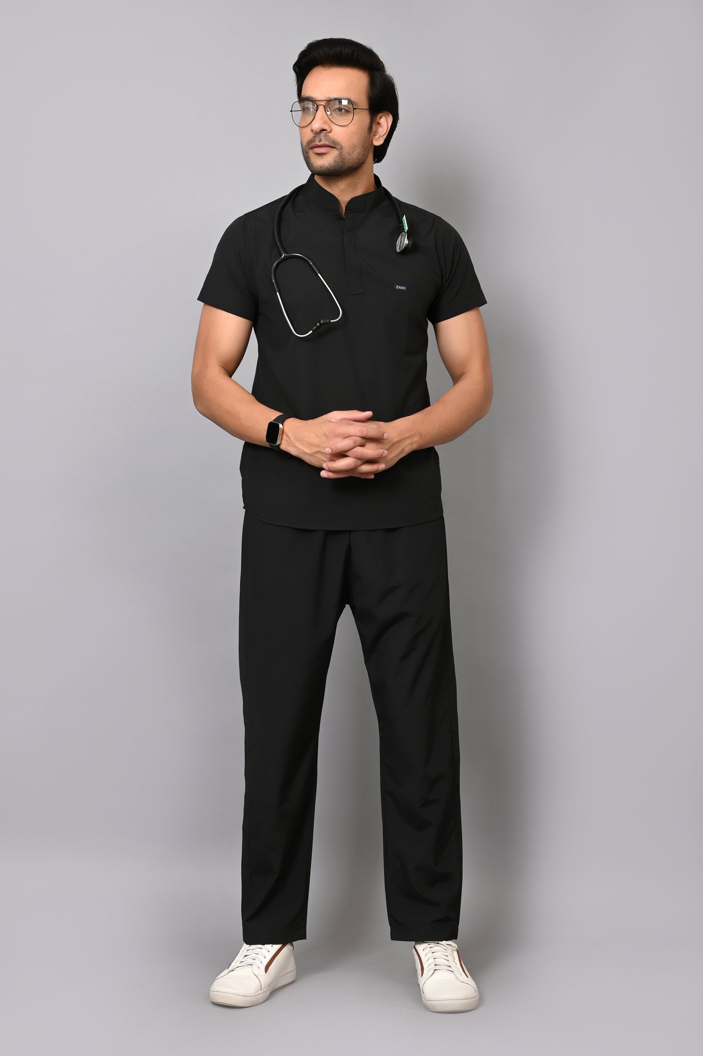 Mens Mandarin Elite Series (Black) Scrubs