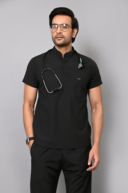 Mens Mandarin Elite Series (Black) Scrubs