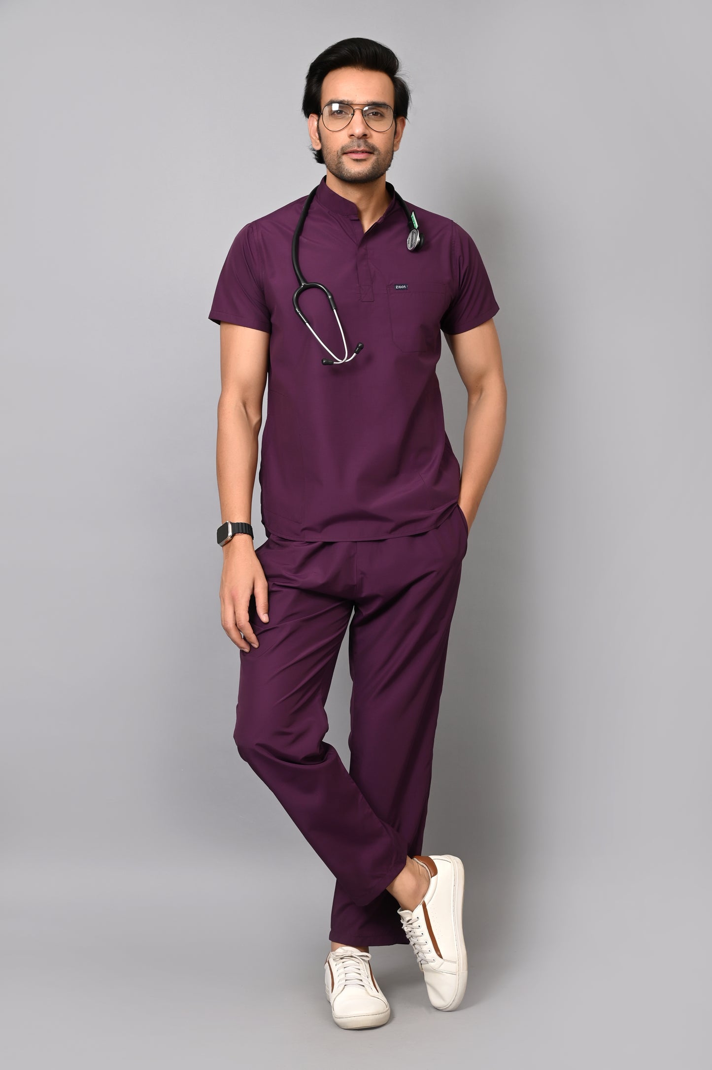 Mens Mandarin Elite Series (Wine) Scrubs