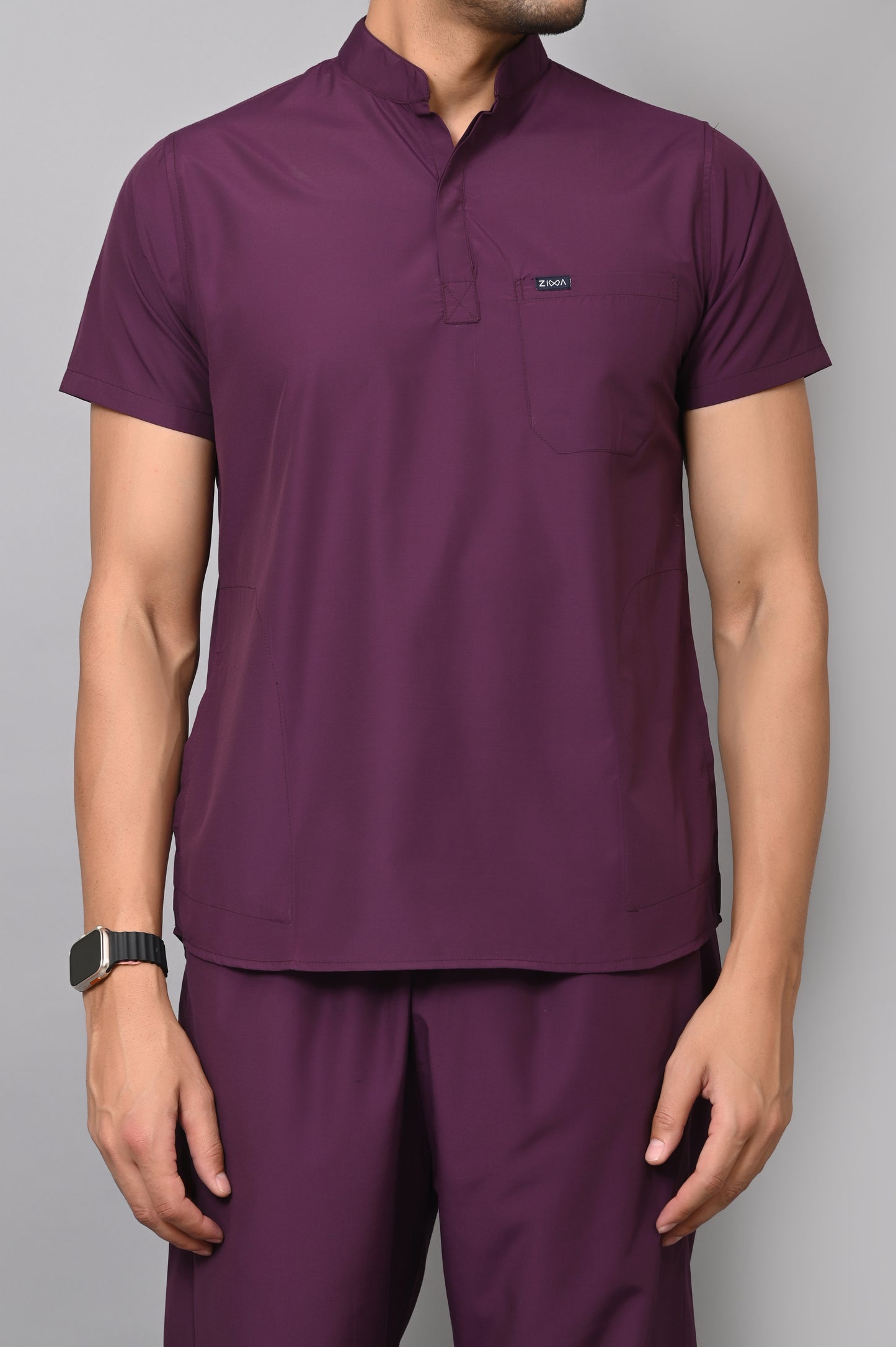 Mens Mandarin Elite Series (Wine) Scrubs