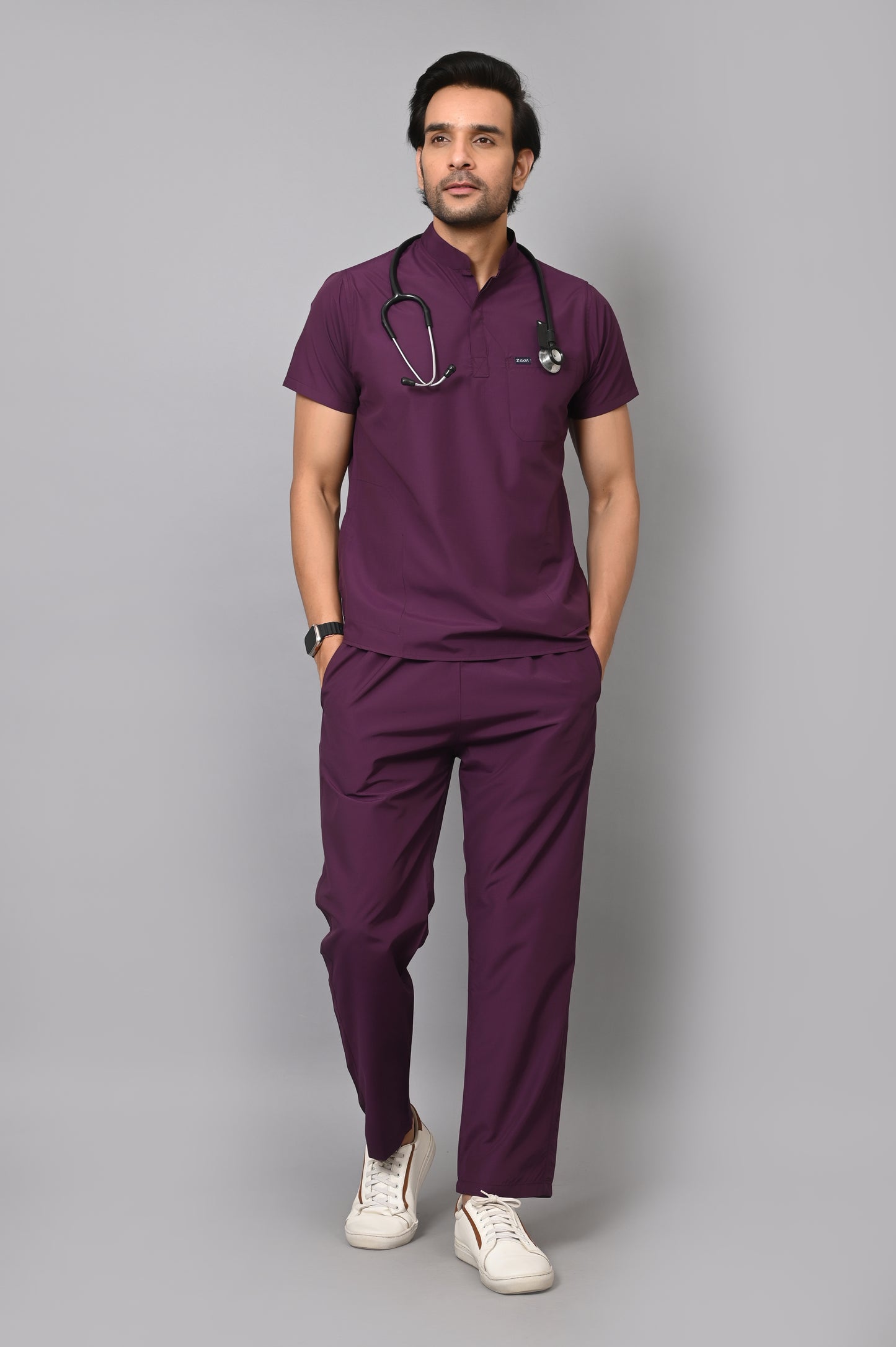 Mens Mandarin Elite Series (Wine) Scrubs