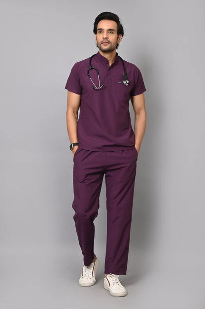 Mens Mandarin Elite Series (Wine) Scrubs