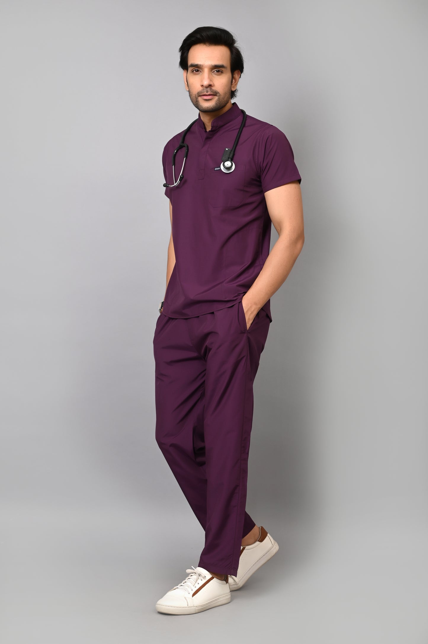 Mens Mandarin Elite Series (Wine) Scrubs