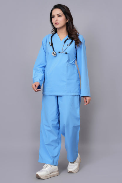 Women's Classic Full Sleeves ( Sky Blue ) Scrubs