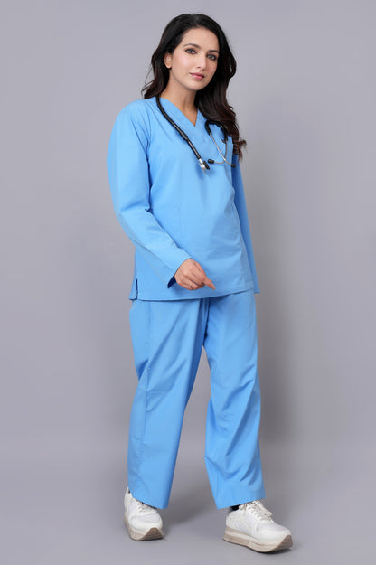 Women's Classic Full Sleeves ( Sky Blue ) Scrubs