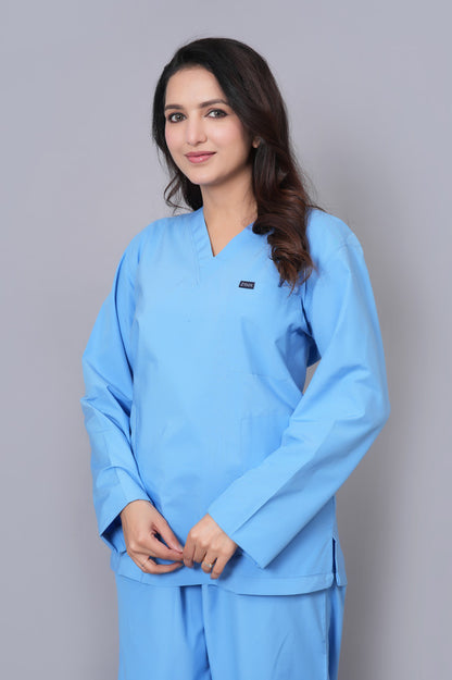 Women's Classic Full Sleeves ( Sky Blue ) Scrubs