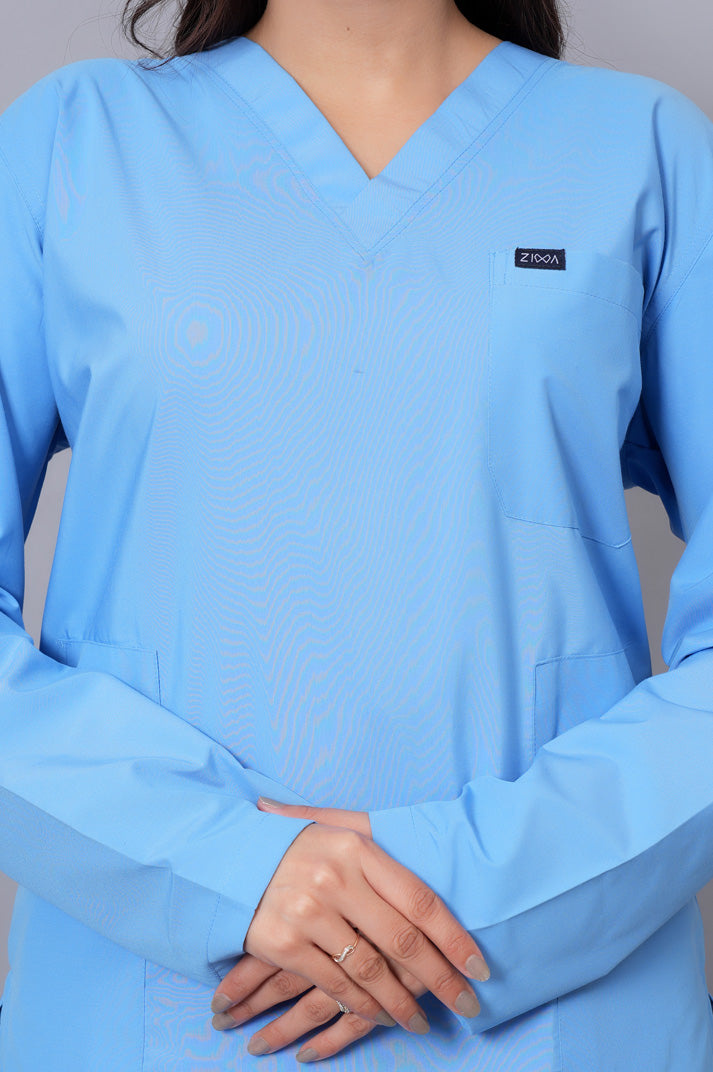 Women's Classic Full Sleeves ( Sky Blue ) Scrubs