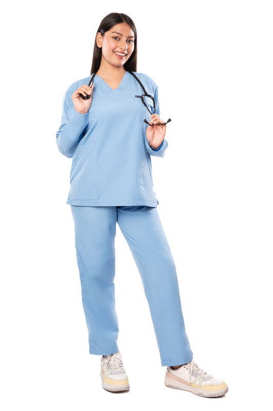 Women's Classic Full Sleeves ( Sky Blue ) Scrubs