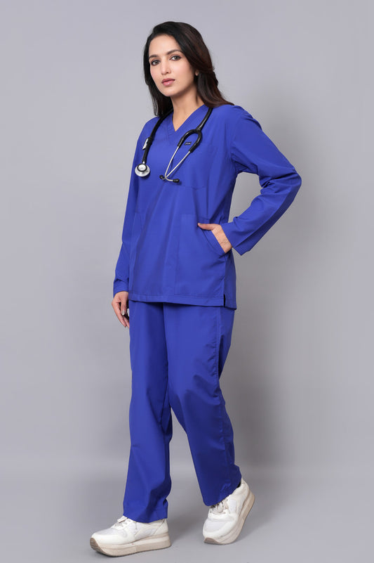 Women's Classic Full Sleeves ( Royal Blue ) Scrubs