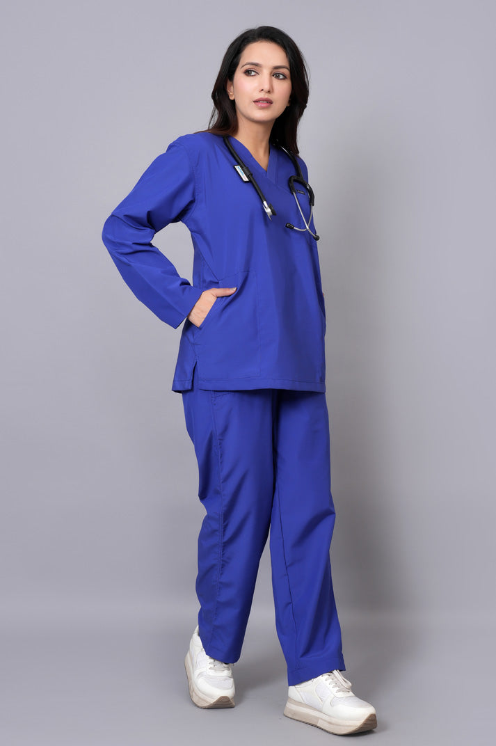 Women's Classic Full Sleeves ( Royal Blue ) Scrubs