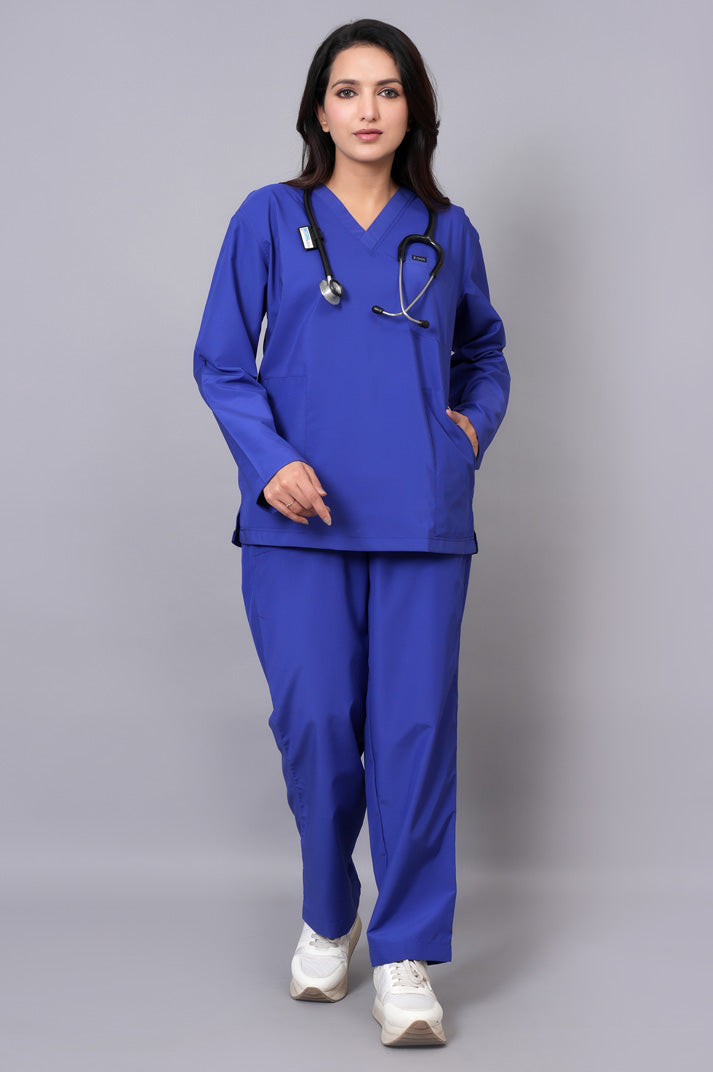 Women's Classic Full Sleeves ( Royal Blue ) Scrubs