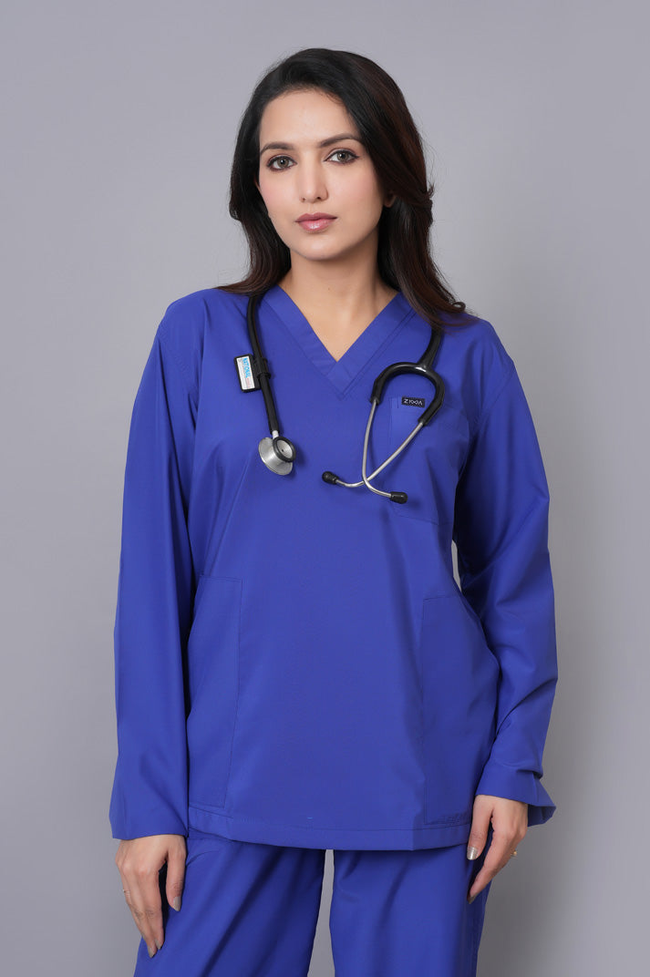 Women's Classic Full Sleeves ( Royal Blue ) Scrubs