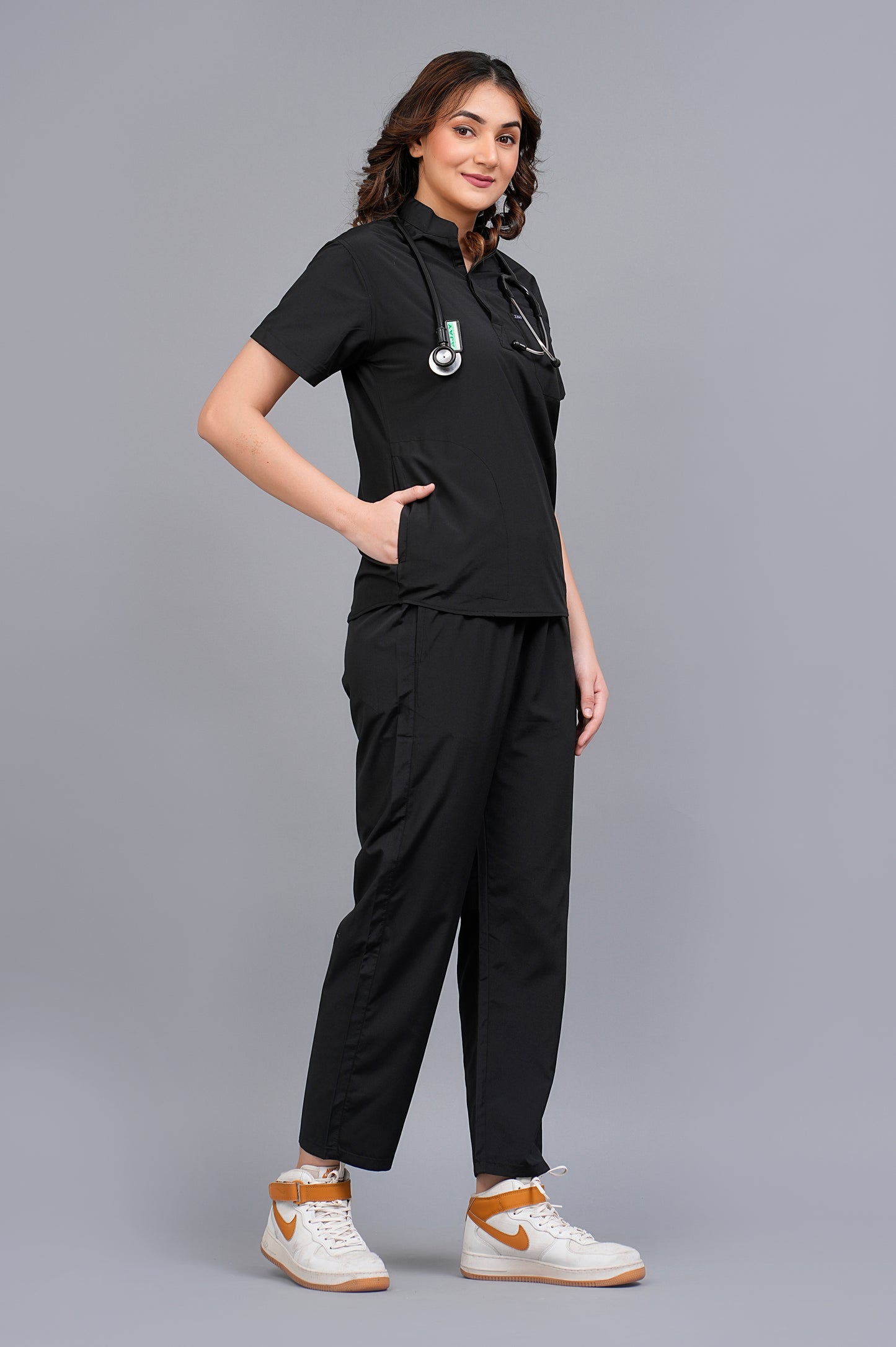 Womens Mandarin Elite Series (Black) Scrubs