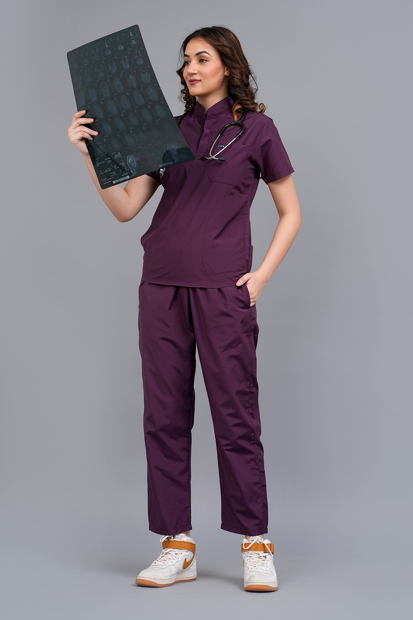 Womens Mandarin Elite Series (Wine) Scrubs