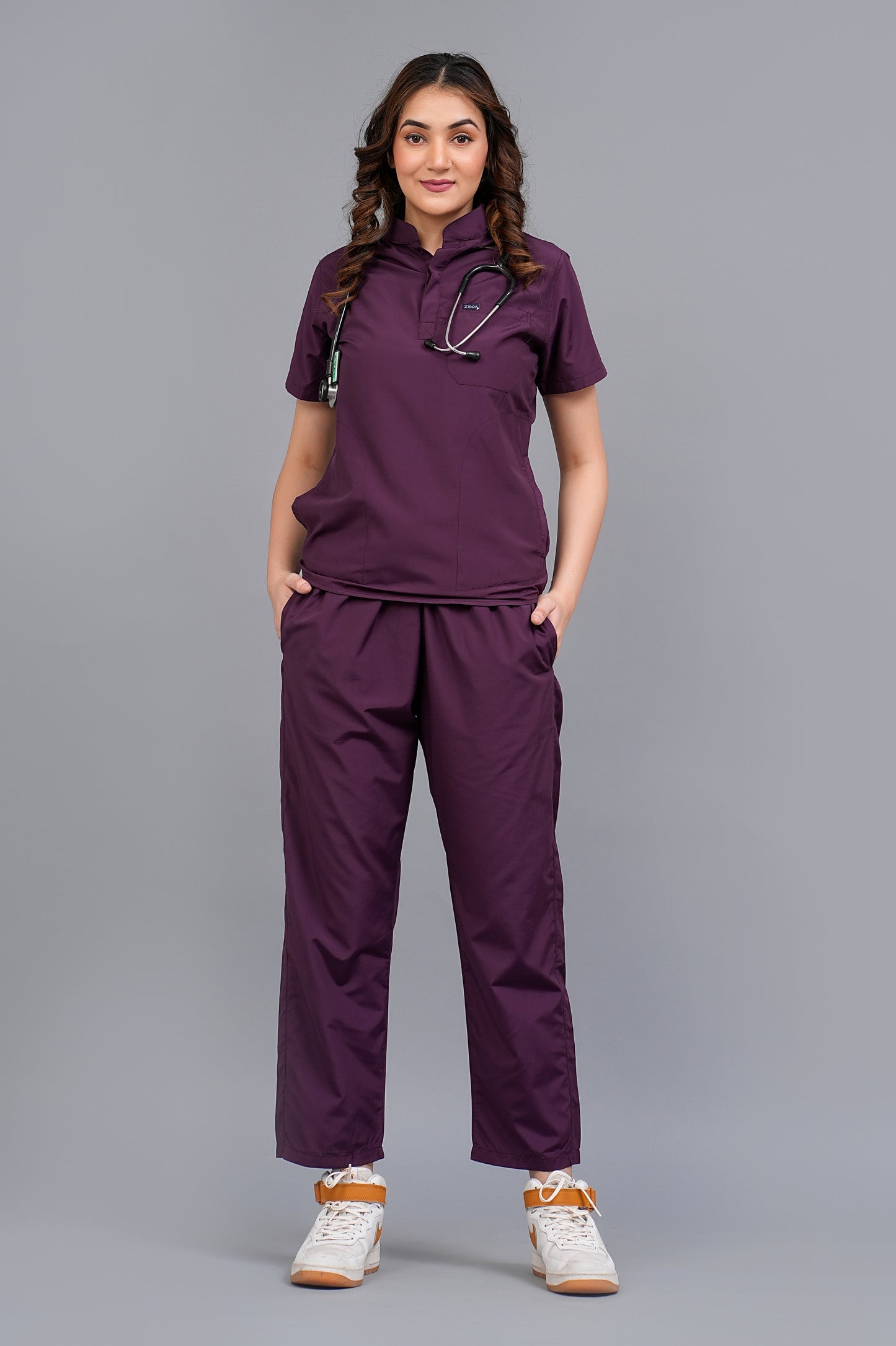 Womens Mandarin Elite Series (Wine) Scrubs