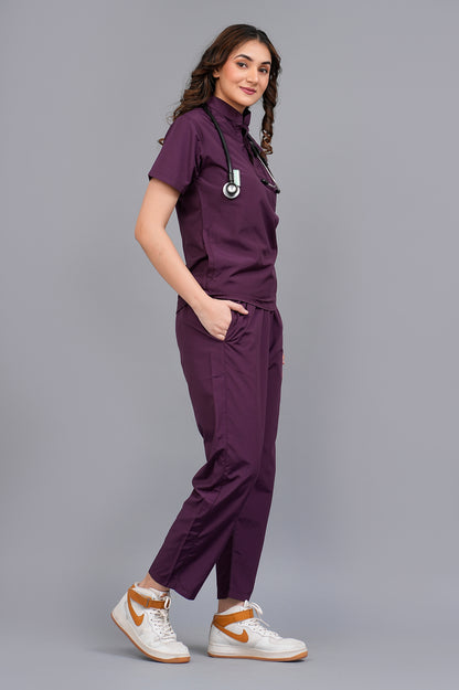 Womens Mandarin Elite Series (Wine) Scrubs