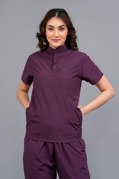 Womens Mandarin Elite Series (Wine) Scrubs