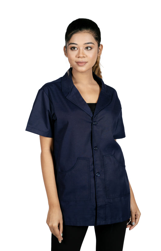 Professional Workwear Women (Navy Blue) Half Sleeves Lab Coat