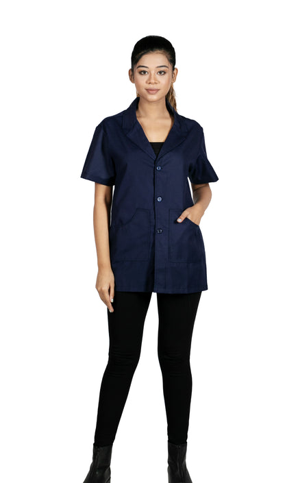 Professional Workwear Women (Navy Blue) Half Sleeves Lab Coat