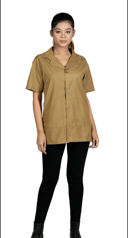 Professional Workwear Women (Khaki) Half Sleeves Lab Coat