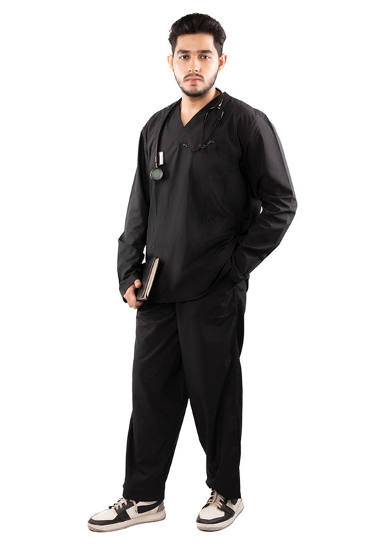 Men's Classic Full Sleeves ( Black ) Scrubs